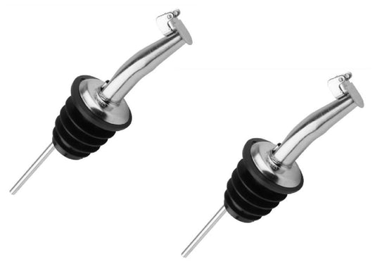 Dynore Stainless Steel 2 Pcs Bottle Stopper/Pourer/Spouts Sealer Dispenser Liquor for Wine Syrup and Olive Oil with SS Flip Clip