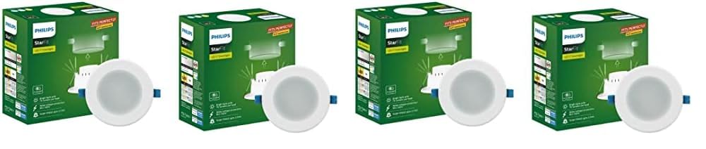 Philips Starfit 7 watt Concealed JB LED downlighter for Ceiling with 3 inch Cut-Out (Warm White, Pack of 4)