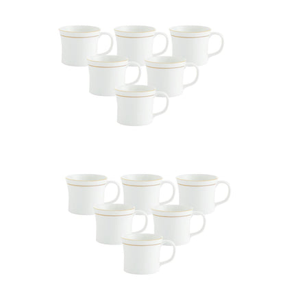 Clay Craft Elegant Gold Line Coffee/Tea Cups Set of 6 Perfect for Daily use 180 ml, White, Standard (Director-Set of 6)