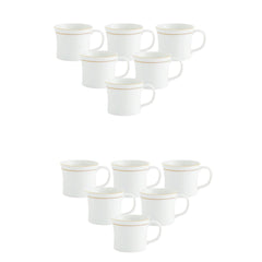 Clay Craft Elegant Gold Line Coffee/Tea Cups Set of 6 Perfect for Daily use 180 ml, White, Standard (Pipe-Set of 6)