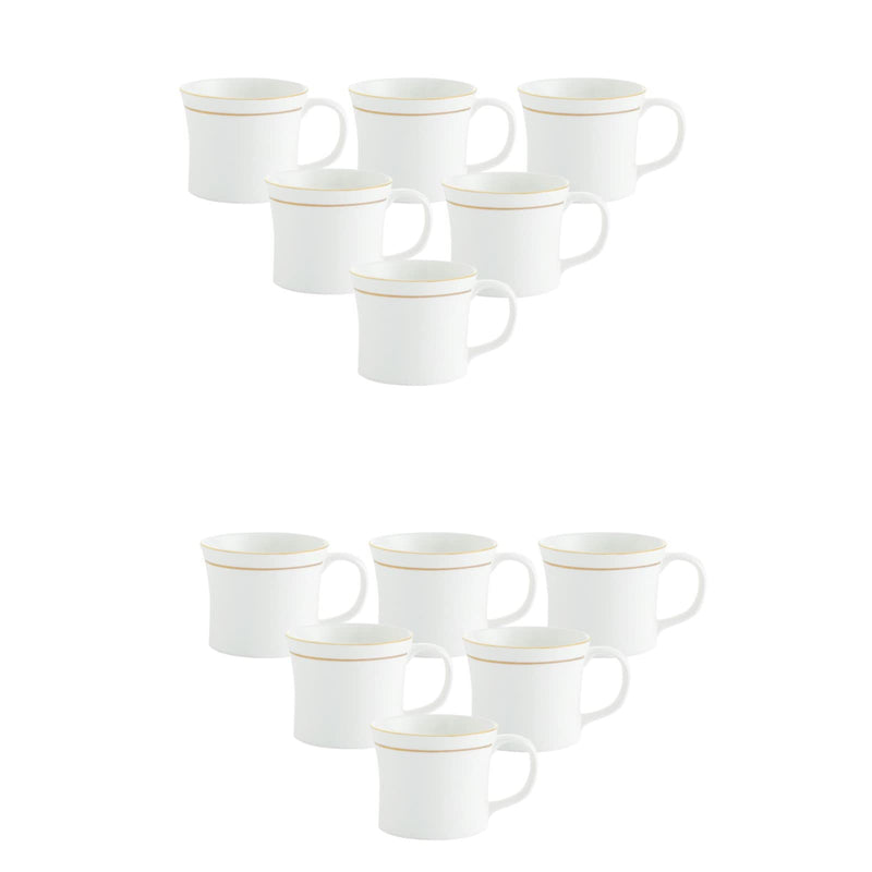 Clay Craft Elegant Gold Line Coffee/Tea Cups Set of 6 Perfect for Daily use 180 ml, White, Standard (Mike-Set of 6)