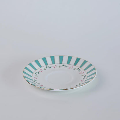 Magique by The Wishing Chair x ClayCraft : Portrait of a Rose Tea Cups & Saucers Set of 6 | 180 ml Fine Ceramic Floral Cups | Elegant Glossy Finish | Ideal for Gifting & Home Use