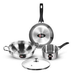 Stainless Steel Sandwich Bottom Induction 4 pcs Kitchen Set (Procook By Milton)