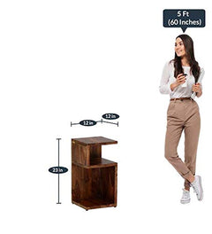 Solid Wood End Table in Provincial Teak Finish Wooden Bedside Table for Bedroom | Solid Wood Nightstand Lamp Ta