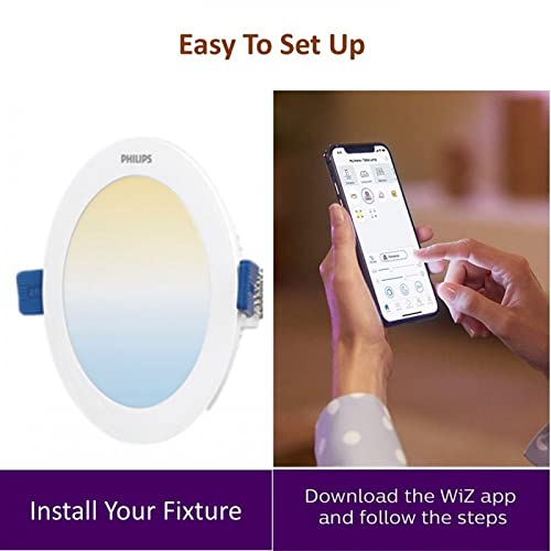 Philips 15-Watt Smart Wi-Fi LED Round Ceiling Lamp Downlighter WiZ Connected (Shades of White + Dimmable +