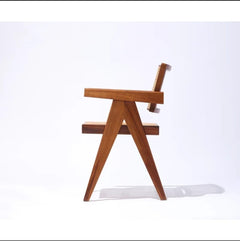 Sheesham Wood Cane Chair for Living Room | Mid-Century Accent Armchair with Handwoven Rattan Back & Seat | Wood