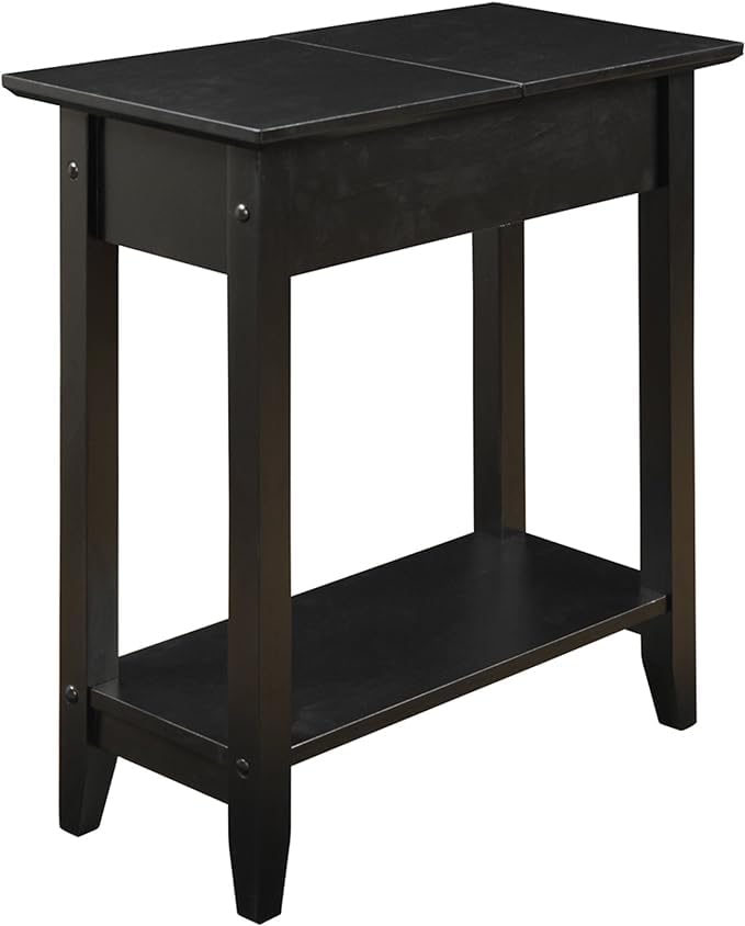 Sheesham Wood Nightstand | Bedside Table with Drawer & Open Shelf | Solid Wood Side Table (Espresso Black)