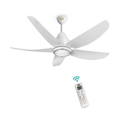 KUHL Luxus C4 1200mm Stylish 65% Power Saving BLDC Ceiling Fan with Remote | Night & Down Light | 29W | BEE 5 Star | Low Noise | IoT –Operate via Mobile & Alexa|Reverse Mode|Free Installation|Brown