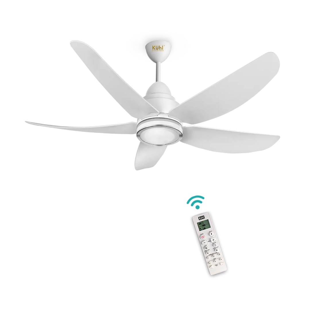 KUHL Luxus C5 1200mm Stylish 65% Power Saving BLDC Ceiling Fan with Remote | Night & Down Light | 29W |BEE 5 Star | Low Noise|IoT –Operate via Mobile & Alexa|Reverse Mode | Free Installation | Copper