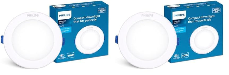Philips Polycarbonate Starfit 10 Watt Concealed JB LED Downlighter for Ceiling with 3 Inch Cut-Out (Cool Day (Pack of 2)