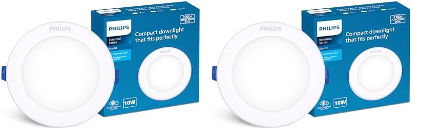 Philips Polycarbonate Starfit 10 Watt Concealed JB LED Downlighter for Ceiling with 3 Inch Cut-Out (Cool Day (Pack of 2)