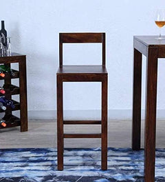 Elegant Sheesham Wood Bar Chair - Durable, Handcrafted, Comfortable Seating with Footrest, Ideal for Home Bar, 
