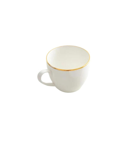 Clay Craft Fine Ceramic Premium Gold Line Printed Cup and Saucer Set of 12 | Capicity 240 ml Each