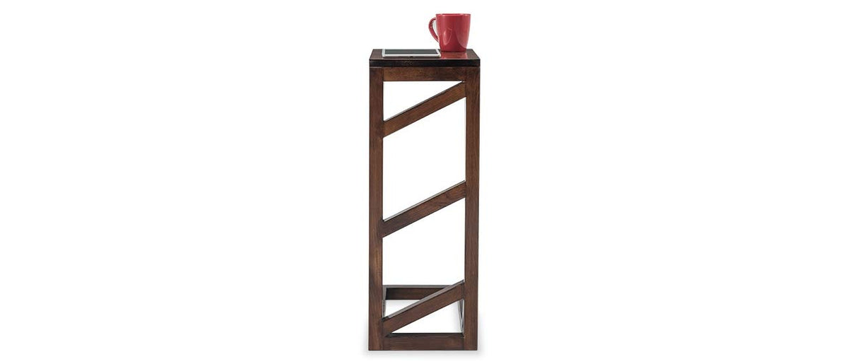 Rosewood C-Shaped Side Table for Living Room, Bedroom, Home Office - Dark Brown Sheesham Wood - L 10.1181 x D 1