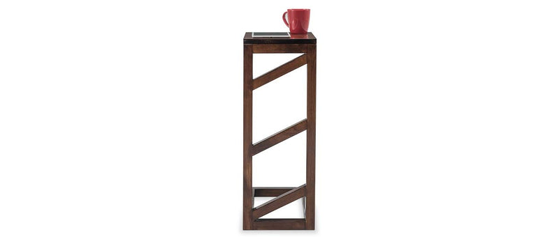 Rosewood C-Shaped Side Table for Living Room, Bedroom, Home Office - Dark Brown Sheesham Wood - L 10.1181 x D 1