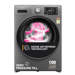 Whirlpool 8 Kg Ozone Technology Inverter Fully Automatic Front Load Washing Machine with In-Built Heater (XO8014BYM52E, Midnight Grey, 100+ Tough Stains, 1400 RPM)