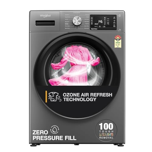 Whirlpool 8 Kg Ozone Technology Inverter Fully Automatic Front Load Washing Machine with In-Built Heater (XO8014BYM52E, Midnight Grey, 100+ Tough Stains, 1400 RPM)