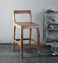 Sheesham Wood Bar Tall Stool Patio Outdoor Garden Chair Seat Home Stool Br own (Wulnut)
