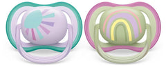 Philips Avent Ultra Air Soother - 2 x Light, Breathable Baby Soothers for Babies Aged 0‑6 Months (SCF085/12)