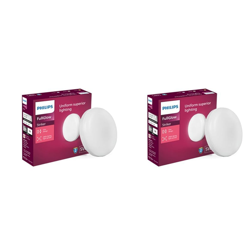 Philips Rimless Full Glow 5-watt Round LED Surface Downlighter (Pack of 2) (Warm White, B0D8195HJL)