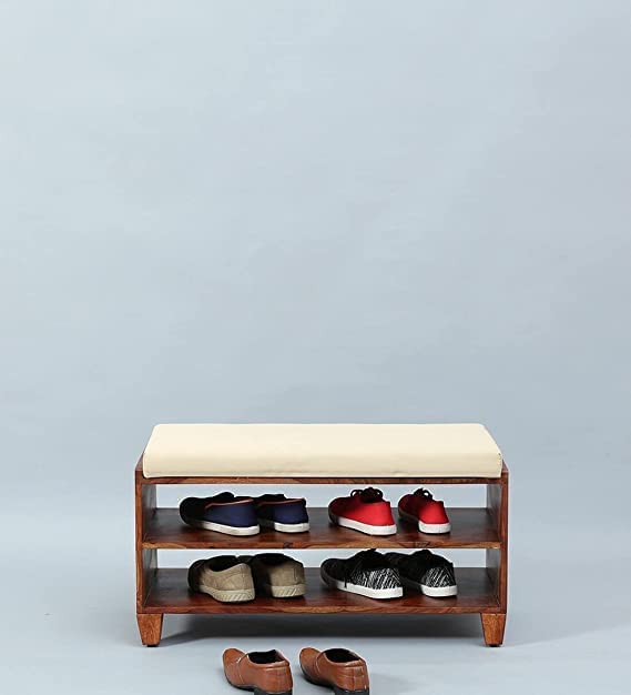 Solid Sheesham Tier Shoe Rack Organizer Wooden | Sheesham Wood Shoe Rack with Seat | Shoe Rack for Home | Hall 