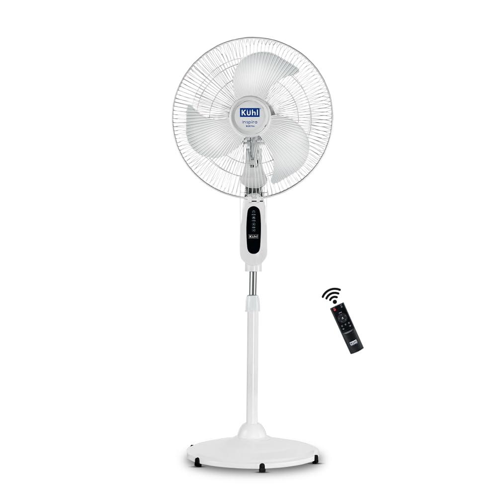 KUHL Inspira W1 400mm Power Saving BLDC Wall Fan with Remote | 28 W | Touch Screen Control Panel with Digital Display | Tilt Mechanism & Swivel Function | Wall Mount | High Air Flow & Low Noise|white