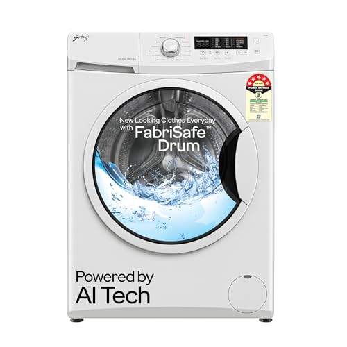Godrej 8 Kg 5 Star, AI Powered, Inbuilt Heater, Fabrisafe Drum, Steam Wash, Child Lock, Unbalanced Load Sensor, Fully Automatic Front Load Washing Machine (WFEON CRS 8012 5.0 FKEDM CNGR, Candy Grey)