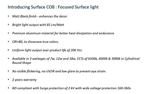 Philips Metal Led Surface Cob (Warm White, 7W)