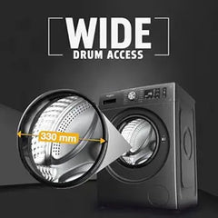 Whirlpool 7 Kg 5 Star Inverter Front Load Washing Machine with In-Built Heater (SUPREME CARE 7012 -E, Midnight Grey, 100+ Tough Stains, Steam Technology, 2025 Model)