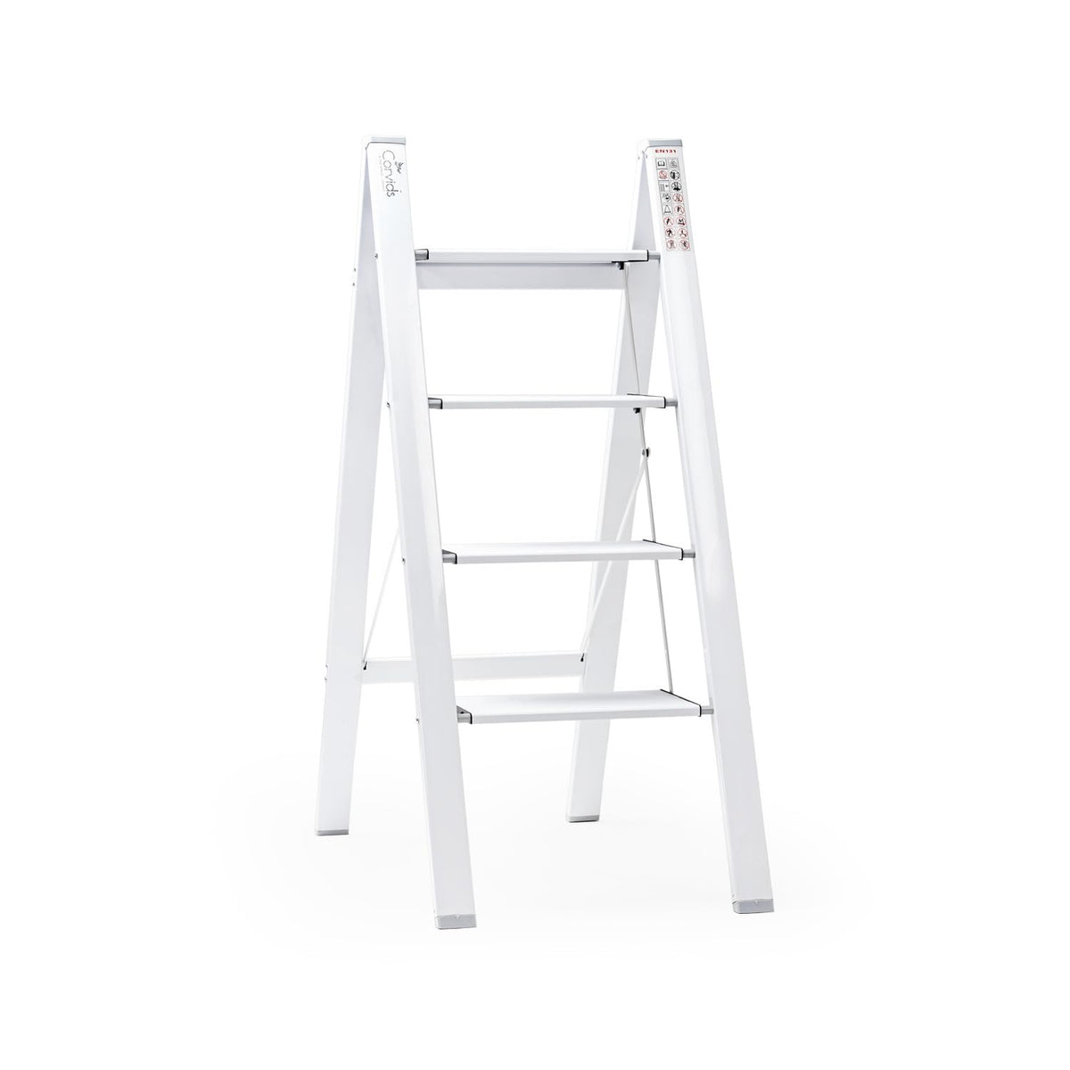 Corvids 4-Steps Premium Folding Step Stool | 2-Year Warranty | Wide Anti-Slip Pedal, Portable Lightweight Aluminum Step Ladder for Home and Office Use (Black)