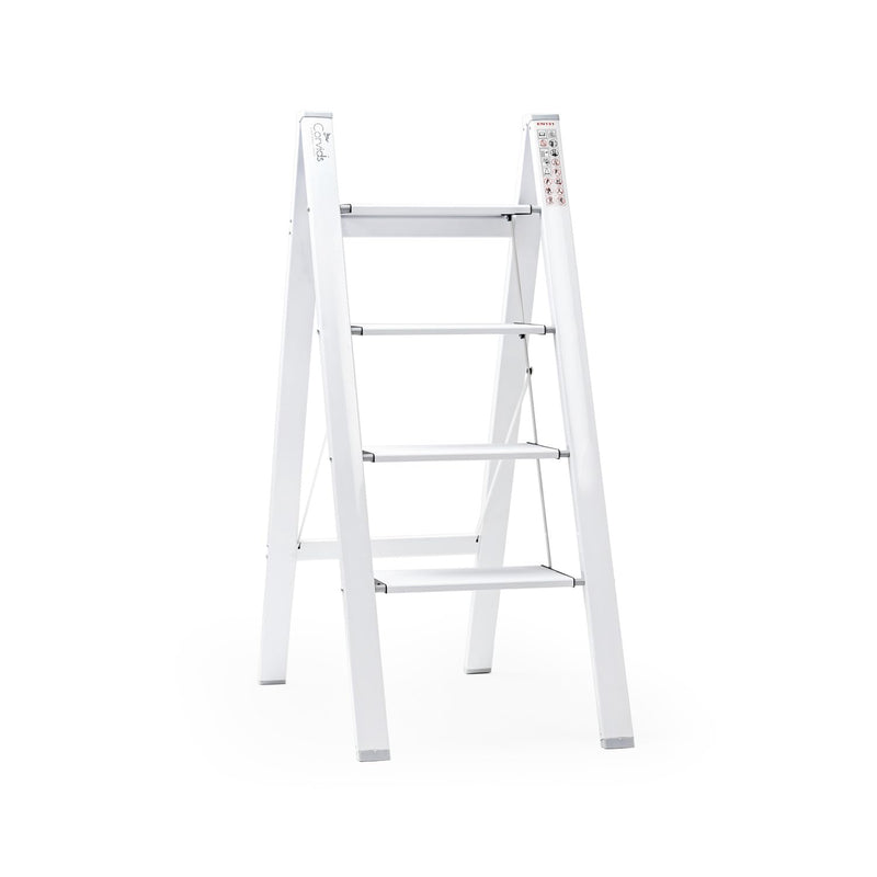 Corvids 3-Steps Premium Folding Step Stool with Wide Anti-Slip Pedal, Portable Lightweight Aluminum Step Ladder for Home and Office Use (Black)