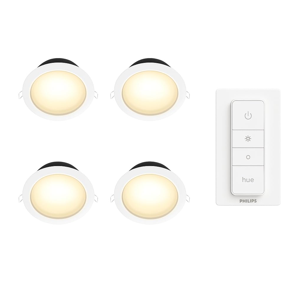 Philips Hue Smart 10.5W Garnea White Ambience Downlight 150mm Compatible with Amazon Alexa, Apple HomeKit (Pack of 4)