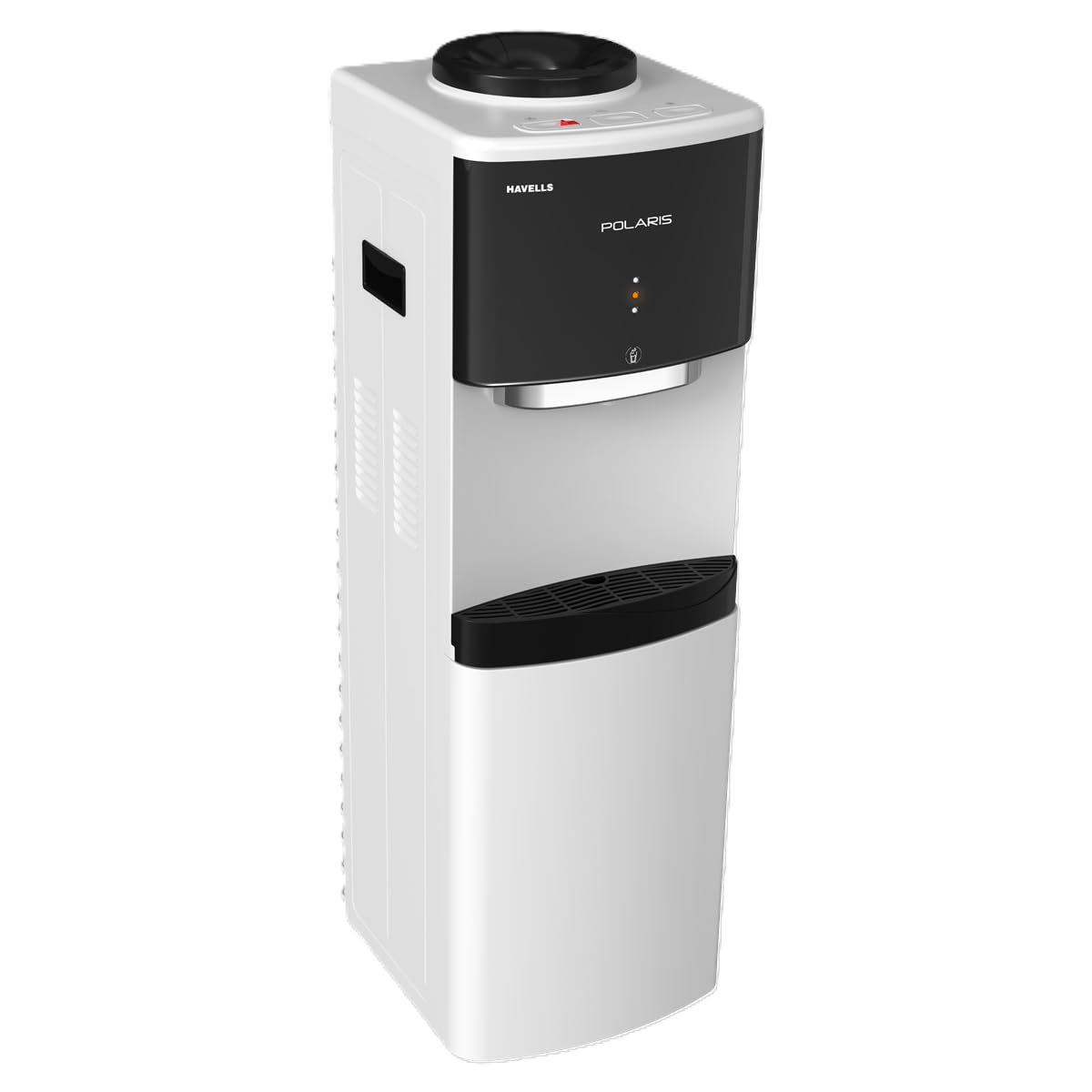 Havells Polaris Top Load Water Dispenser - Hot, Cold & Normal Water, Food-Grade ABS Body, Stainless Steel Tank, LED Indicator, Child Lock, Removable Drip Tray, 1-Year Warranty (White-Black)