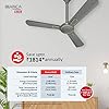 Havells 1200mm Bianca BLDC Motor Ceiling Fan | 5 Star RF Remote, 100% Copper, High Air Delivery, Upto 60% Energy Saving | ECO Active Technology, Flexible Timer Setting | (Pack of 1, Slate)