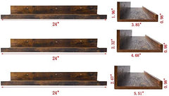 24 Inch Floating Shelves Wall Mounted Set of 3, Rustic Large Wall Shelves Picture Ledge Shelf for Bedroom | Liv