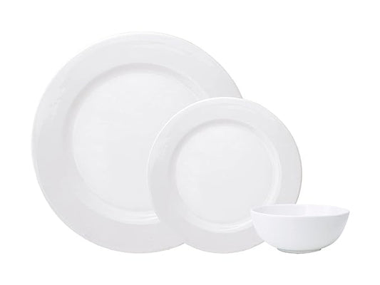 Clay Craft Ceramic Dinner Set Georgian White - 18 Pieces (Dinner Set 18 Pieces), For Family of 4