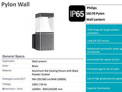 Philips 58170 8W Pylon Wall Lantern LED (Black)