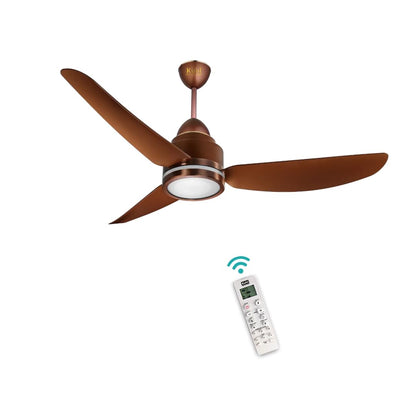 KUHL Luxus C4 1320mm Stylish 65% PowerSaving BLDC Ceiling Fan with Remote|Night & Down Light|29W|BEE 5 Rated & ISI Marked|Low Noise|IoT Operate via Mobile & Alexa|Reverse Mode|Free Installation|Brown