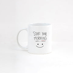 Clay Craft Fine Ceramic Start Your Morning Printed Milk/Coffee Mug 1 Piece 360 ml