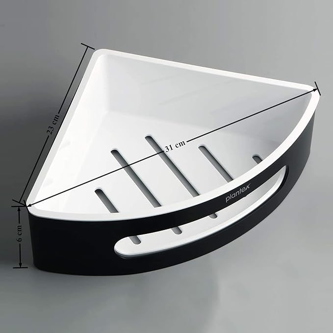 Plantex Corner Shelf for Bathroom/304 Grade Stainless Steel with ABS Shelf for Wall/Bathroom Organizer/Bathroom Accessories - Pack of 2 (9 x 9 Inch, Black and White)-3