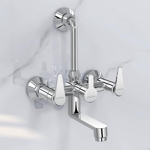 Plantex Wall Mixer for Bathroom 2 in 1 with L-Bend Connector for Overhead Shower/Tap Mixer/Water Saving Nozzle Tap - 7 Year Manufacturer's Warranty (LEA-718-Chrome)-1