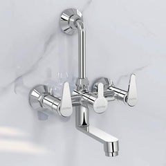Plantex Wall Mixer for Bathroom 2 in 1 with L-Bend Connector for Overhead Shower/Tap Mixer/Water Saving Nozzle Tap - 7 Year Manufacturer's Warranty (LEA-718-Chrome)-1