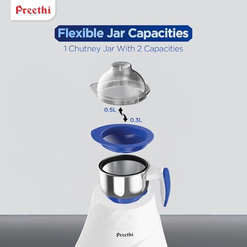 Preethi Blue Leaf Platinum MG 139 mixer grinder, 750 watt, 4 jars includes Super Extractor juicer