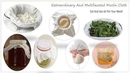 Glus Pure Cotton Muslin Cloth, Natural, Pre-Washed, for Idli Steaming,Cheese Making, Hung Curd,Tea Stainer Cloth Length:2Metre,Width:1Metre (2m X 1m)