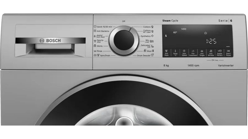 Bosch 8 kg Fully Automatic Front Load Washing Machine with In-built Heater Silver (WGA1340SIN)