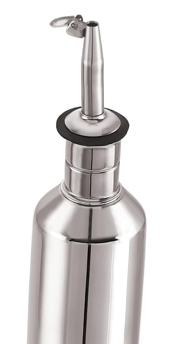 Dynore Stainless Steel Slim Fit Oil Dispenser 300 ml With Pourer With SS Flip Lid Non-Drip Design Ideal For Olive Oil, Vinegar and Soy Sauce