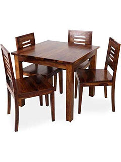 SHEESHAM Wood 4 Seater Dining Set (Honey Finish) Dining Table Set | 4 Seater Dining Table Wooden | Wooden Dinin