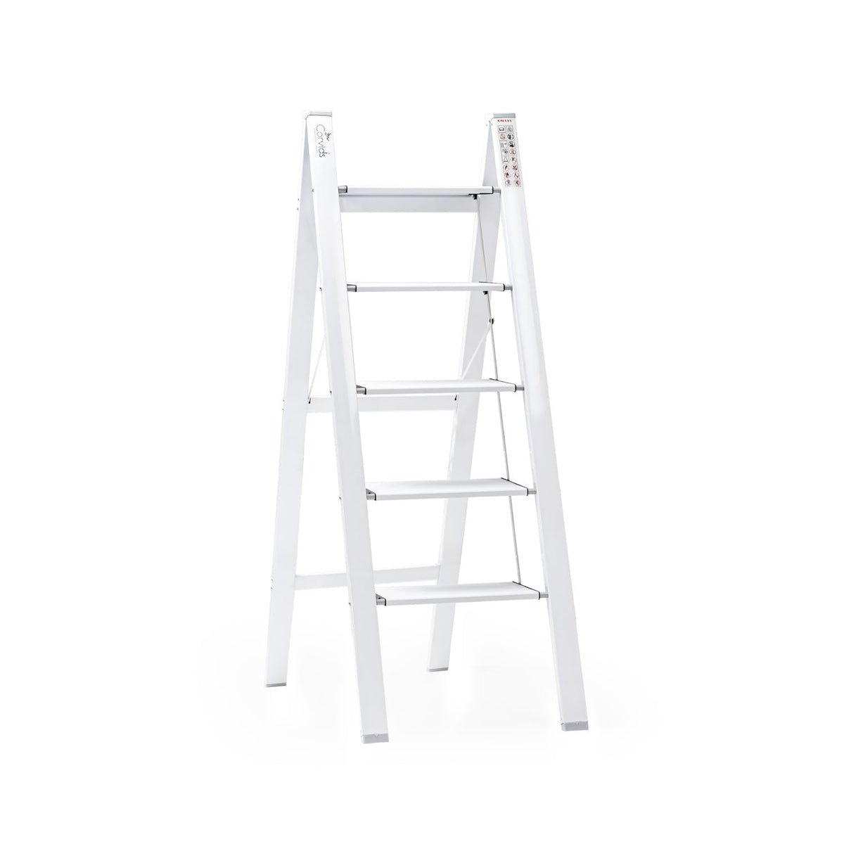 Corvids 2-Steps Premium Folding Step Stool | 2-Year Warranty | Wide Anti-Slip Pedal, Portable Lightweight Aluminum Step Ladder for Home and Office Use (Teak)