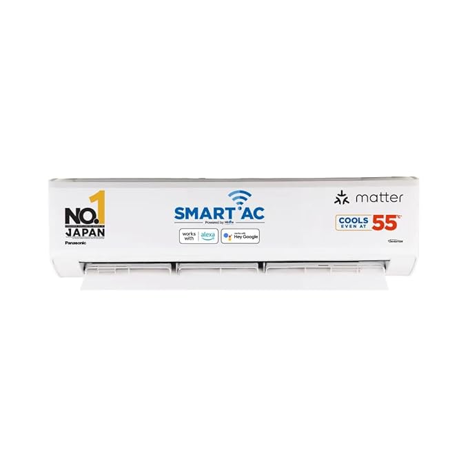 Panasonic EU 7 in 1 Convertible 1.5 Ton 5 Star Inverter Split Smart AC (100% Copper Condenser, CS/CU-EU18BKY5XFM), 55°Tested, PM0.1 Filter, Ag Clean, 4Way Swing, High CFM & Eco tough Outdoor