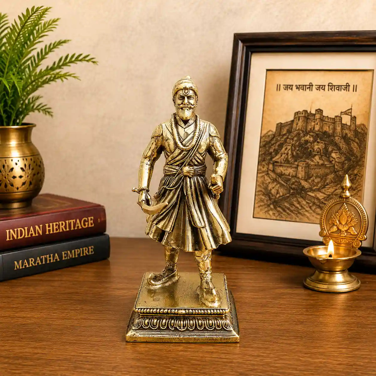 Brass Lightweight Chatrapati Shivaji Maharaj Idol (5 Inch)